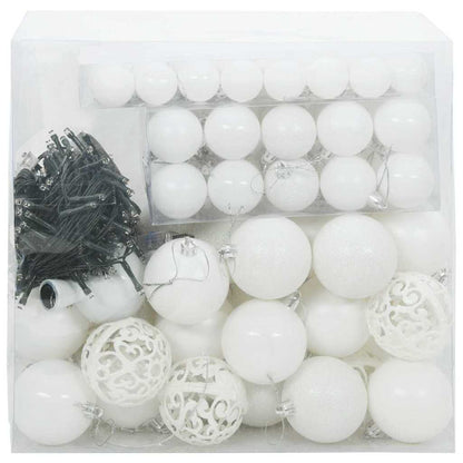 Christmas Bauble Set with 300 LEDs 120 pcs White Plastic