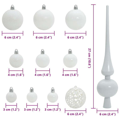 Christmas Bauble Set with 300 LEDs 120 pcs White Plastic