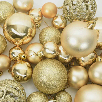 Christmas Bauble Set with 150 LEDs 61 pcs Gold Plastic