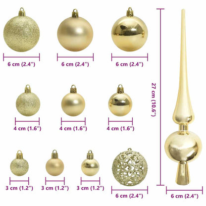 Christmas Bauble Set with 150 LEDs 61 pcs Gold Plastic