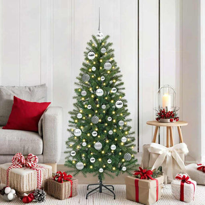 Christmas Bauble Set with 150 LEDs 61 pcs Silver Plastic