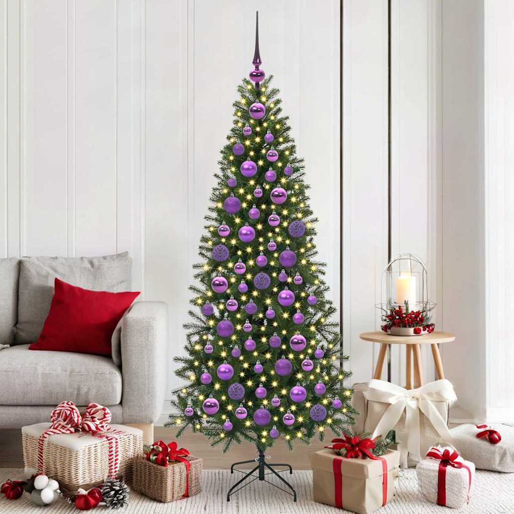 Christmas Bauble Set with 300 LEDs 120 pcs Lilac Plastic