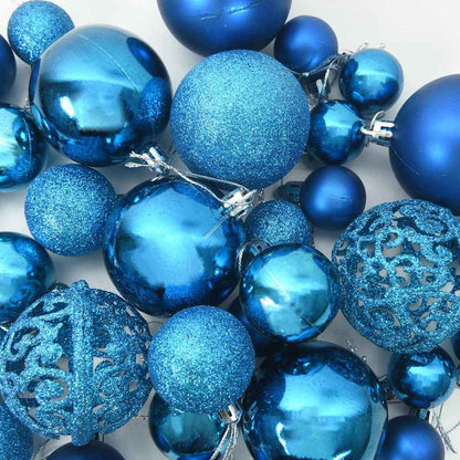 Christmas Bauble Set with 150 LEDs 61 pcs Blue Plastic
