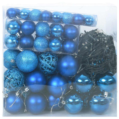 Christmas Bauble Set with 300 LEDs 120 pcs Blue Plastic
