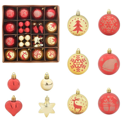 Christmas Bauble Set 40 pcs Gold and Red Plastic