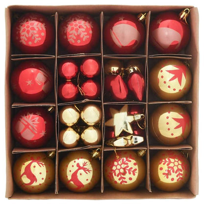 Christmas Bauble Set 40 pcs Gold and Red Plastic