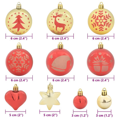 Christmas Bauble Set 40 pcs Gold and Red Plastic