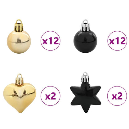 Christmas Bauble Set 40 pcs Black and Gold Plastic