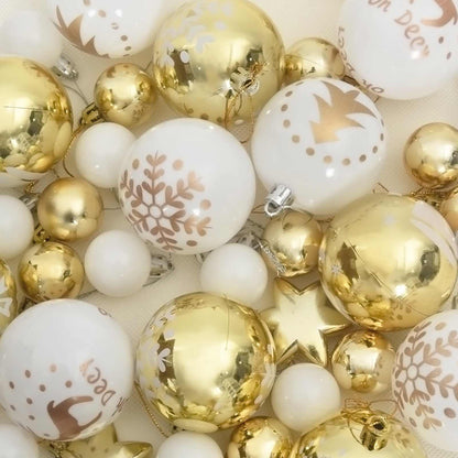 Christmas Bauble Set 40 pcs White and Gold Plastic