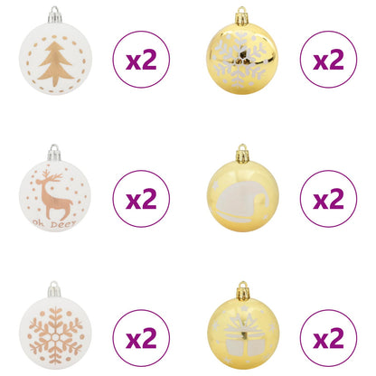 Christmas Bauble Set 40 pcs White and Gold Plastic