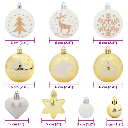 Christmas Bauble Set 40 pcs White and Gold Plastic