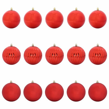 Christmas Bauble Set XL 15 pcs Red Plastic