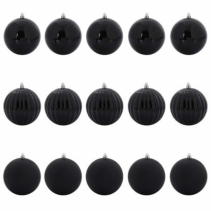 Christmas Bauble Set XL 15 pcs Black Plastic