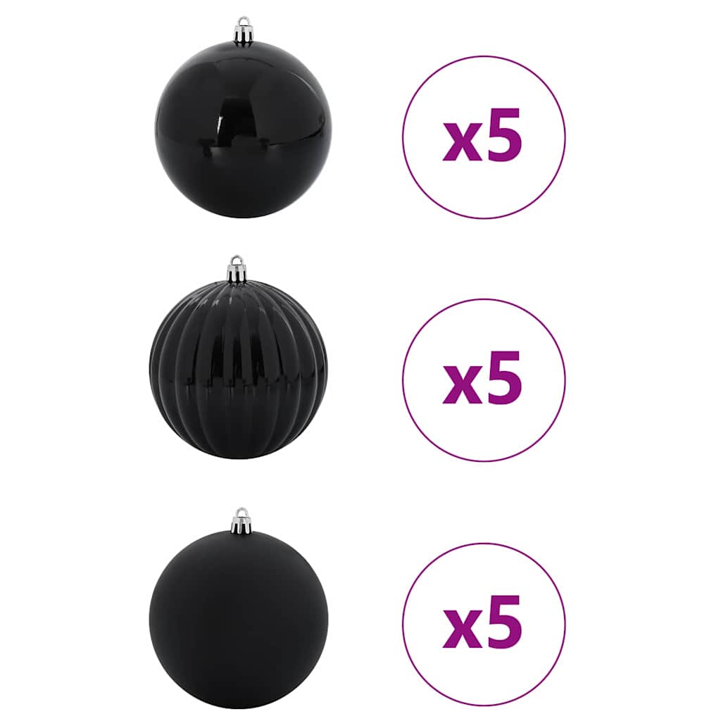 Christmas Bauble Set XL 15 pcs Black Plastic
