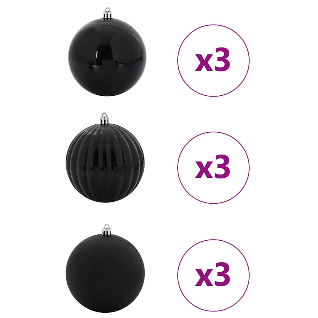 Christmas Bauble Set XL 9 pcs Black Plastic