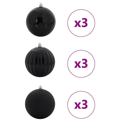 Christmas Bauble Set XL 9 pcs Black Plastic