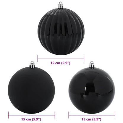 Christmas Bauble Set XL 9 pcs Black Plastic