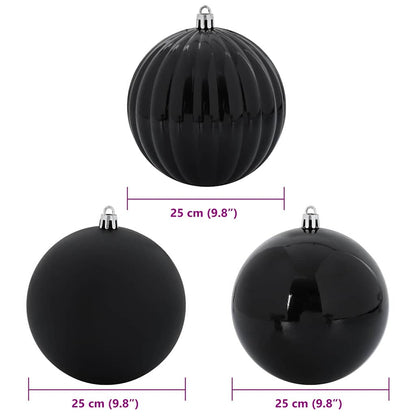 Christmas Bauble Set XXL 3 pcs Black Plastic
