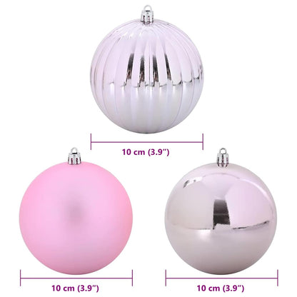 Christmas Bauble Set XL 15 pcs Pink Plastic
