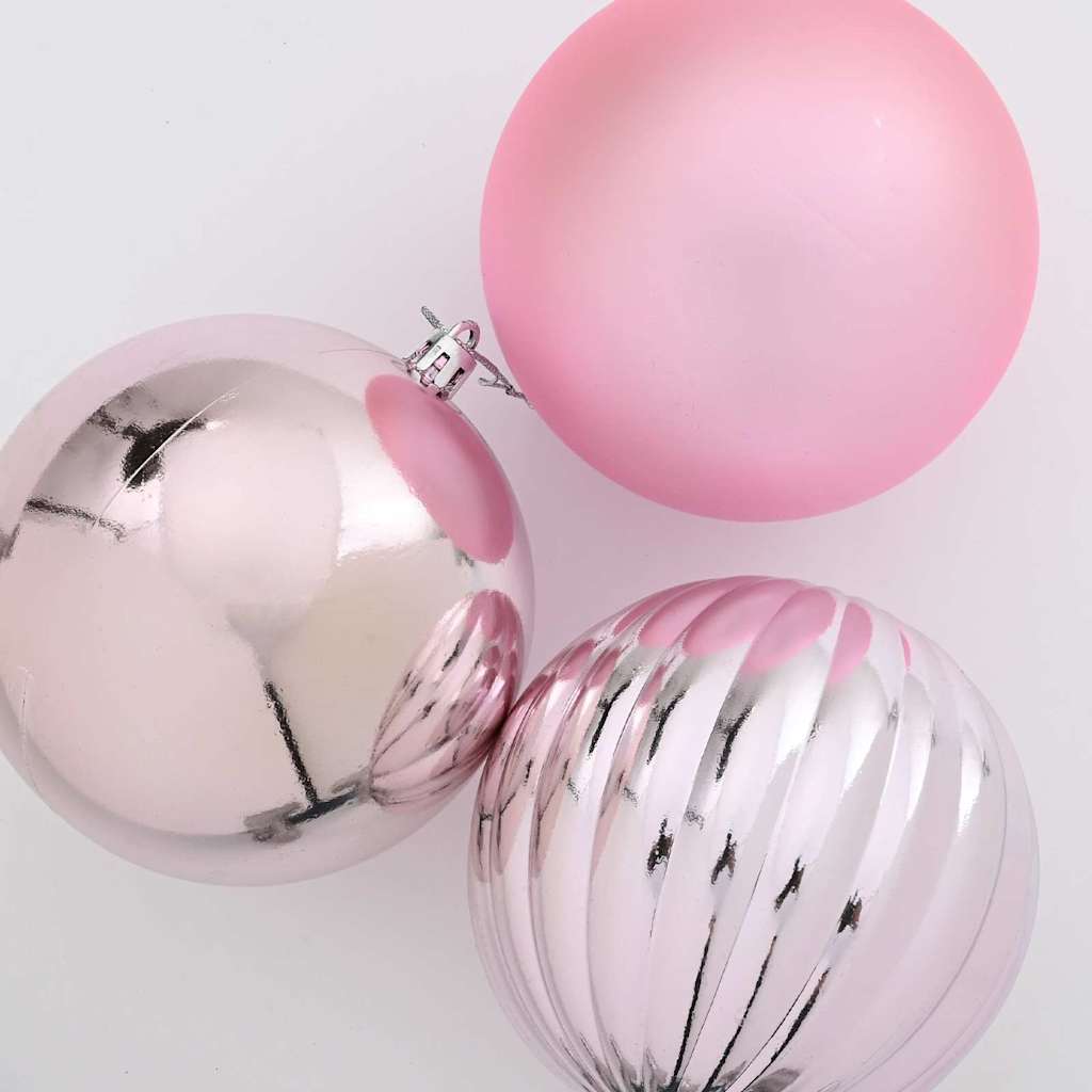 Christmas Bauble Set XXL 3 pcs Pink Plastic