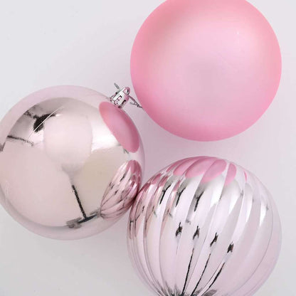 Christmas Bauble Set XXL 3 pcs Pink Plastic