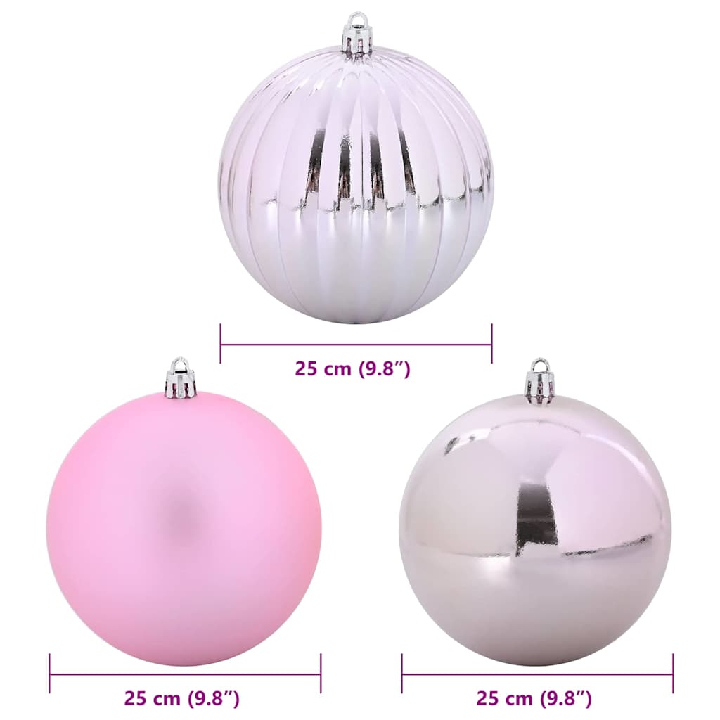 Christmas Bauble Set XXL 3 pcs Pink Plastic