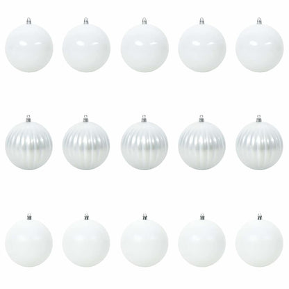 Christmas Bauble Set XL 15 pcs White Plastic