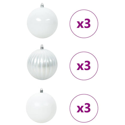 Christmas Bauble Set XL 9 pcs White Plastic