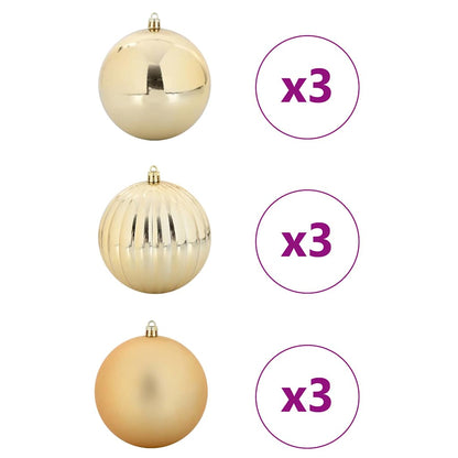 Christmas Bauble Set XL 9 pcs Gold Plastic