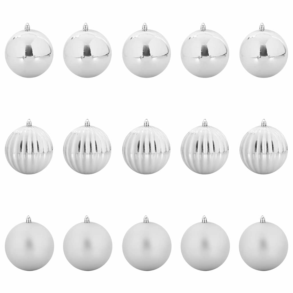 Christmas Bauble Set XL 15 pcs Silver Plastic