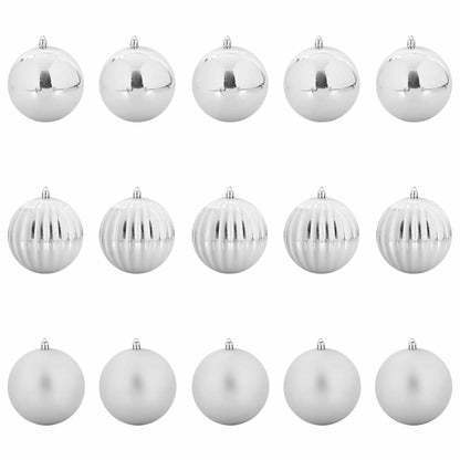 Christmas Bauble Set XL 15 pcs Silver Plastic