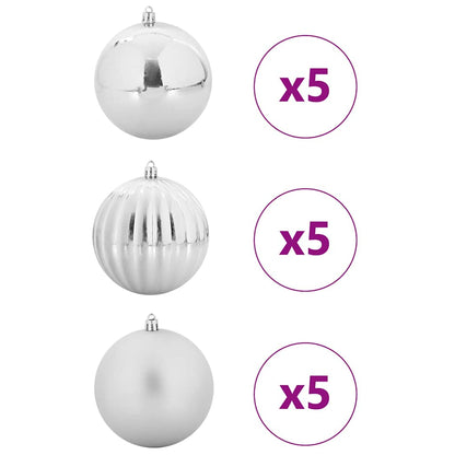 Christmas Bauble Set XL 15 pcs Silver Plastic