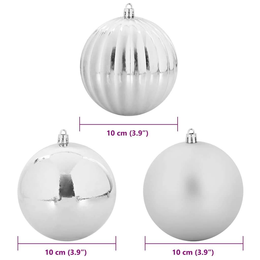 Christmas Bauble Set XL 15 pcs Silver Plastic