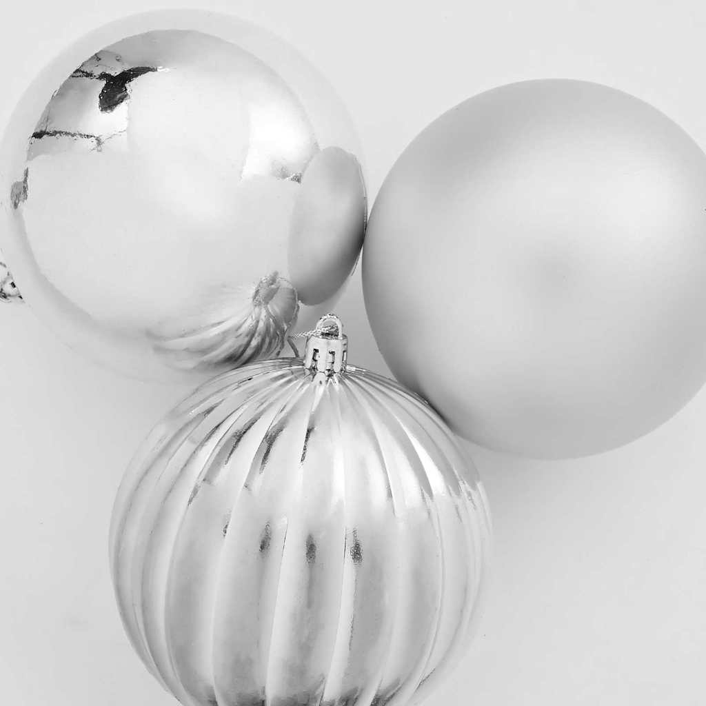 Christmas Bauble Set XL 9 pcs Silver Plastic