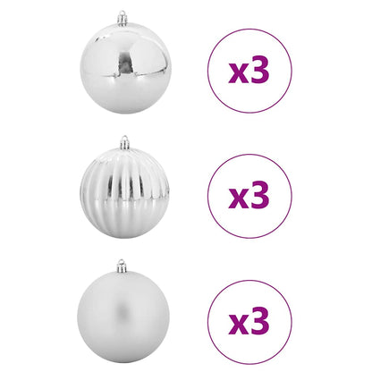Christmas Bauble Set XL 9 pcs Silver Plastic