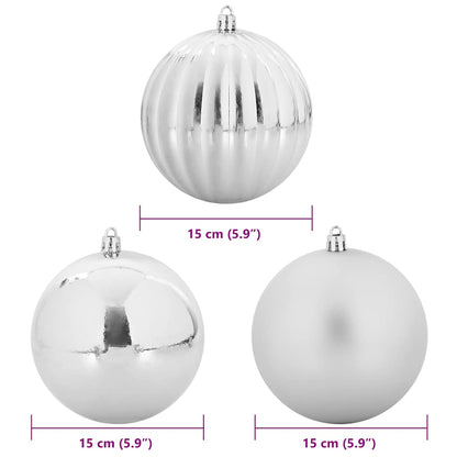 Christmas Bauble Set XL 9 pcs Silver Plastic