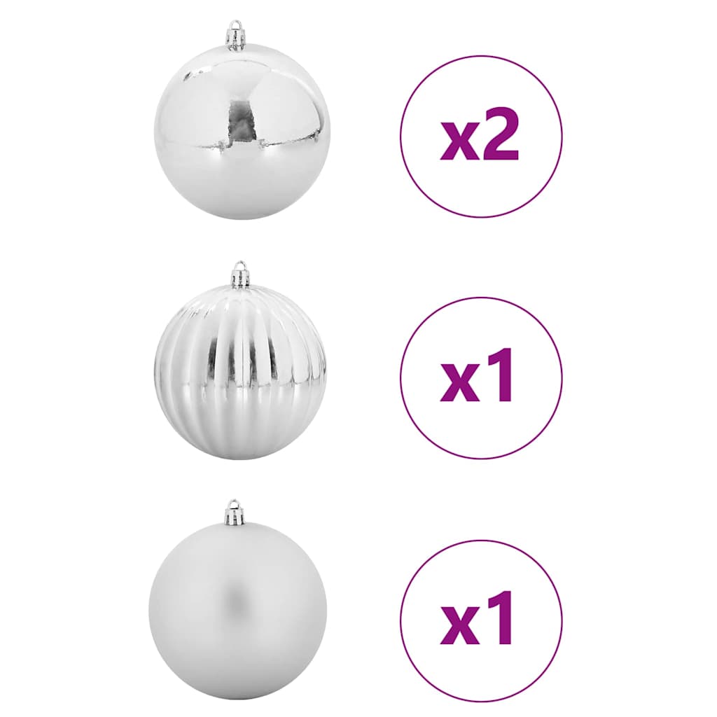 Christmas Bauble Set XXL 4 pcs Silver Plastic