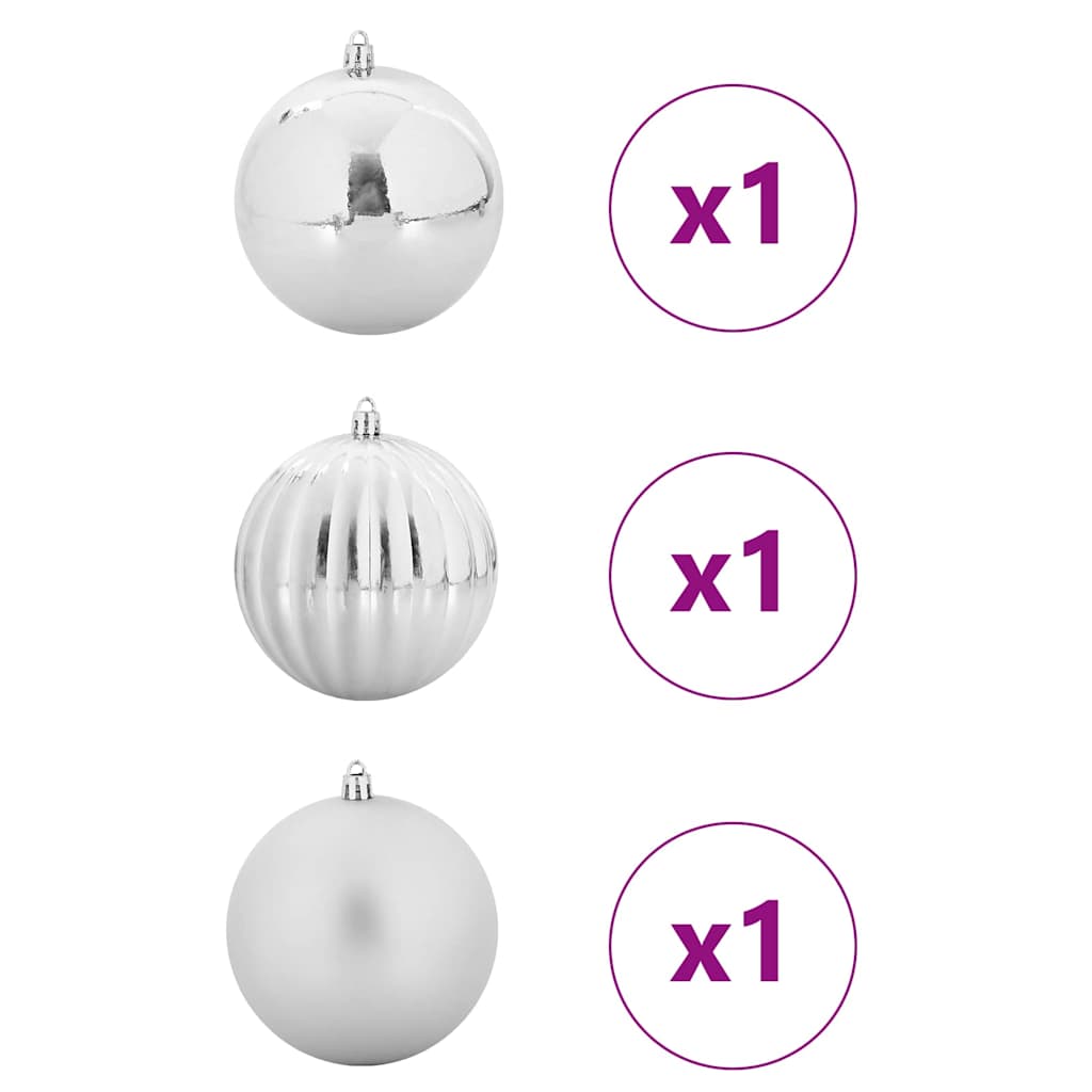 Christmas Bauble Set XXL 3 pcs Silver Plastic