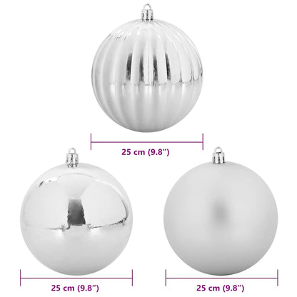 Christmas Bauble Set XXL 3 pcs Silver Plastic