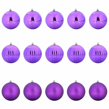 Christmas Bauble Set XL 15 pcs Lilac Plastic