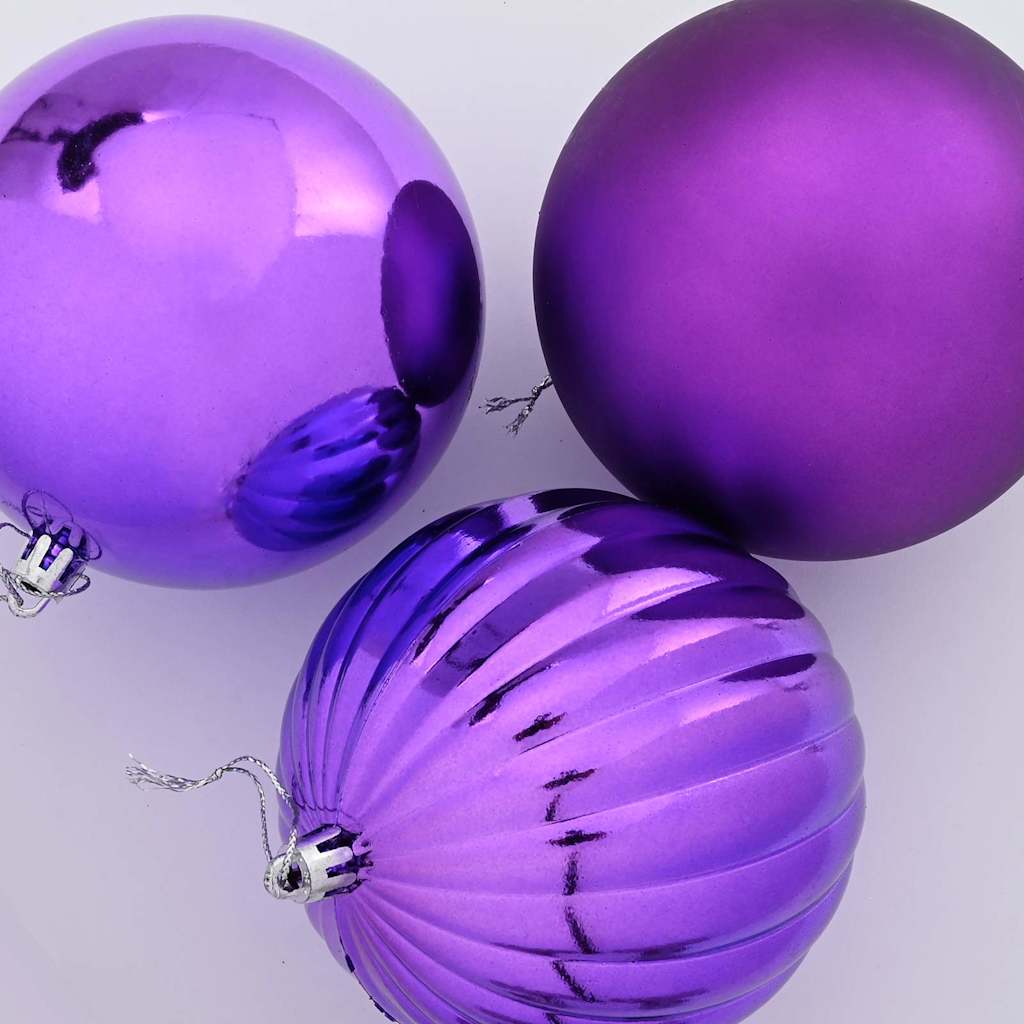 Christmas Bauble Set XXL 3 pcs Lilac Plastic