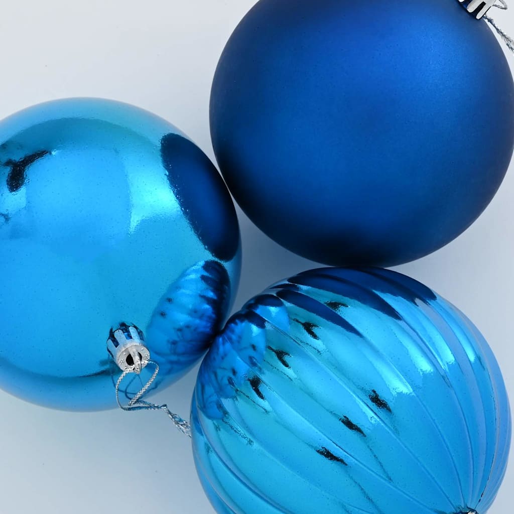 Christmas Bauble Set XL 9 pcs Blue Plastic