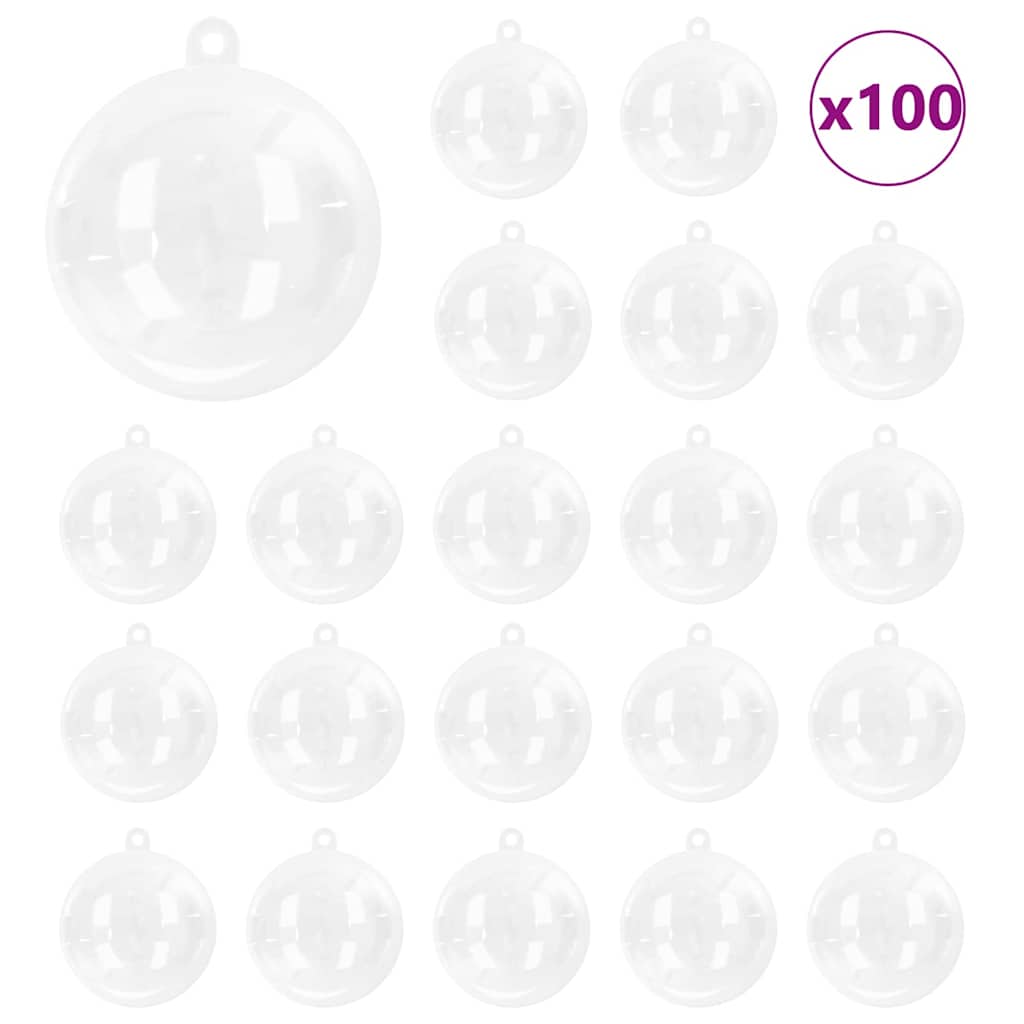 Christmas Bauble Set 100 pcs Transparent Ø 10 cm Plastic