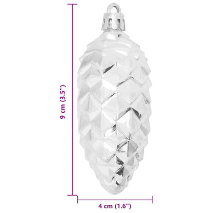 Christmas Pine Cone Ball 40 pcs Silver Plastic