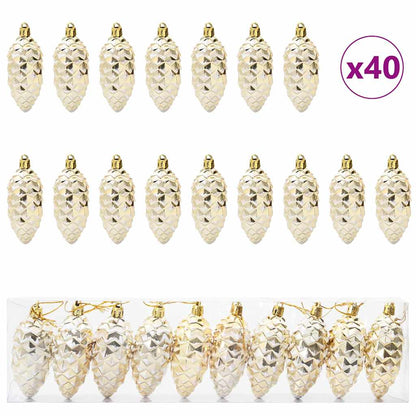 Christmas Pine Cone Ball 40 pcs Gold Plastic