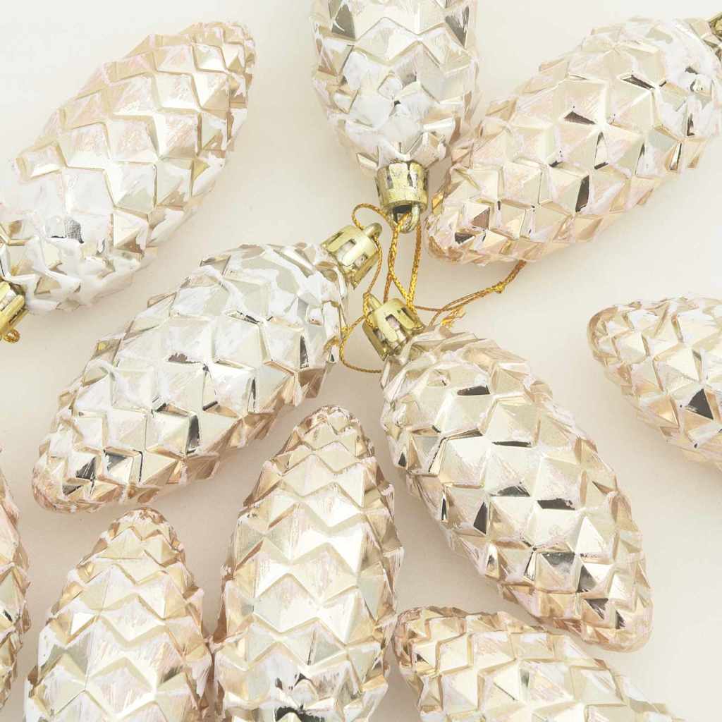 Christmas Pine Cone Ball 40 pcs Champagne Plastic