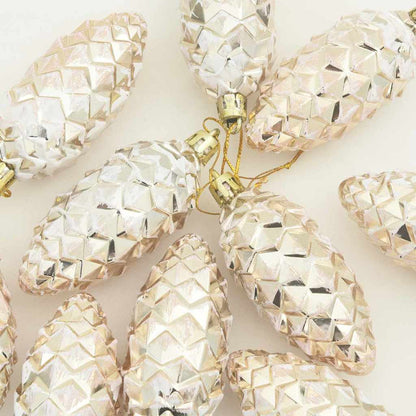 Christmas Pine Cone Ball 40 pcs Champagne Plastic