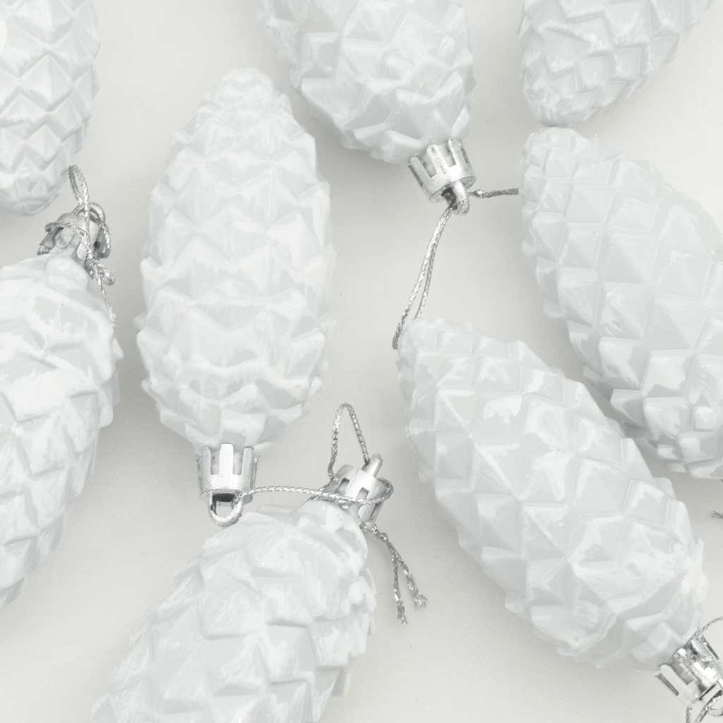 Christmas Pine Cone Ball 40 pcs White Plastic