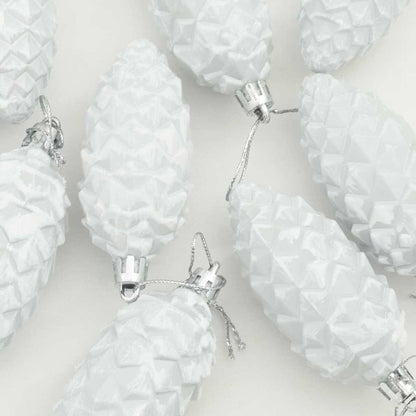Christmas Pine Cone Ball 40 pcs White Plastic