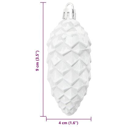 Christmas Pine Cone Ball 40 pcs White Plastic